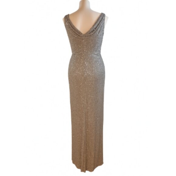 Teri Jon By Rickie Freeman Holiday Party Dress Sequin Gown hand beaded 12 - Picture 2 of 13